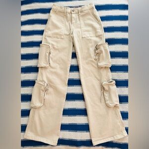 Love Trends Cargo Pants Cream Boot Cut Flare